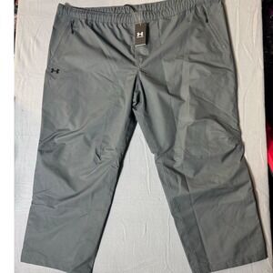 Under Armour Men's UA Lined Rain Pant 5XL Loose Gray Water Repellent Zip Legs